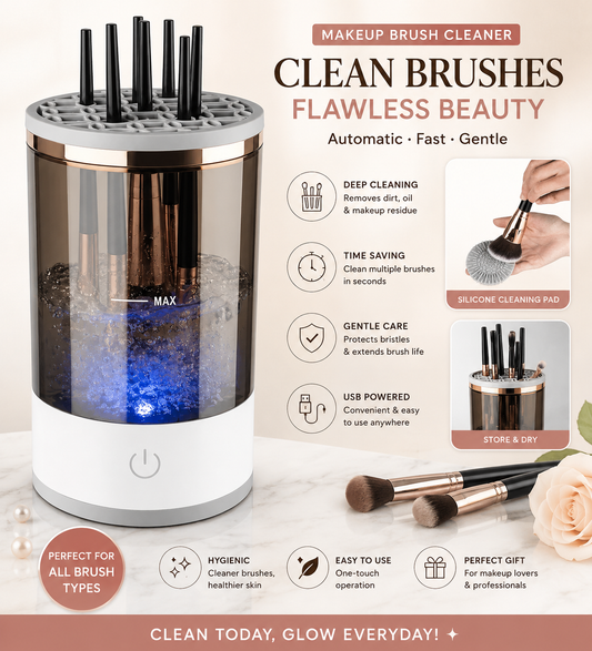 Electric Makeup Brush Cleaner – Automatic 2-in-1 Cleaning & Drying Machine