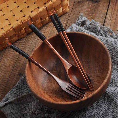 Eco-Friendly Travel Cutlery Set – Portable Wooden Spoon, Fork & Chopsticks for Dining & Kitchen | Sustainable Gift Set