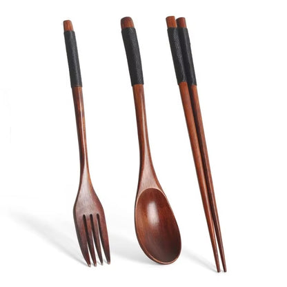 Eco-Friendly Travel Cutlery Set – Portable Wooden Spoon, Fork & Chopsticks for Dining & Kitchen | Sustainable Gift Set