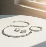 Silver Round Crystal Jewelry Set