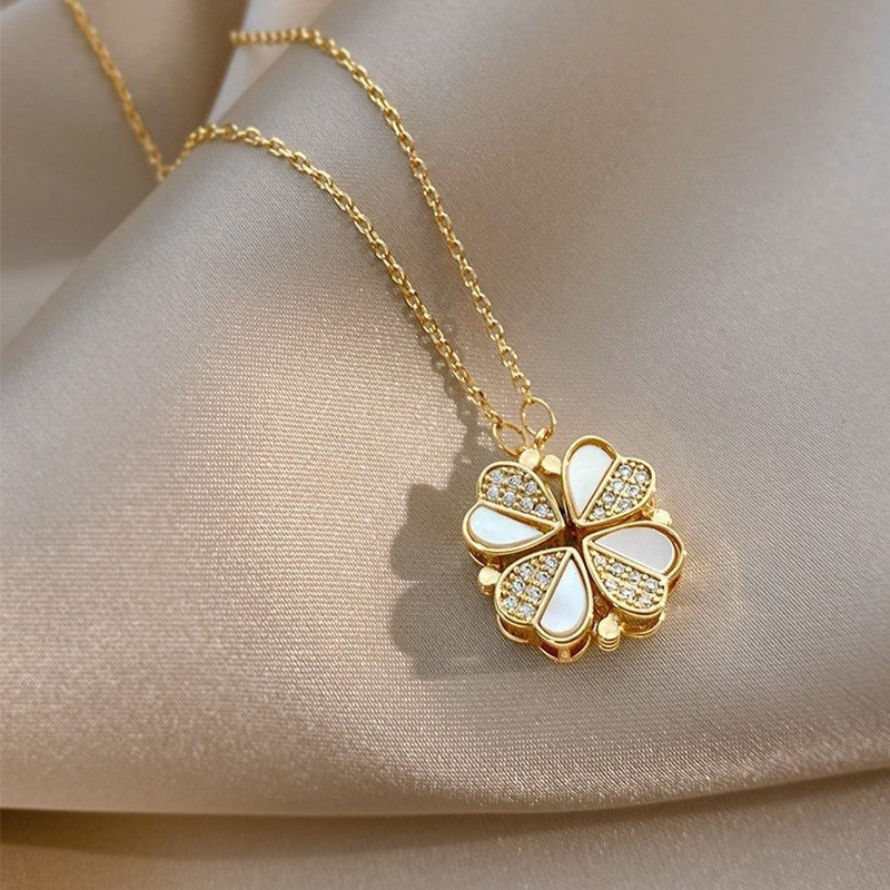 White Shell Heart Necklace – Elegant Gold Chain